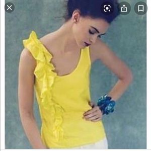 Anthropologie FeI Yellow Ruffle Tank